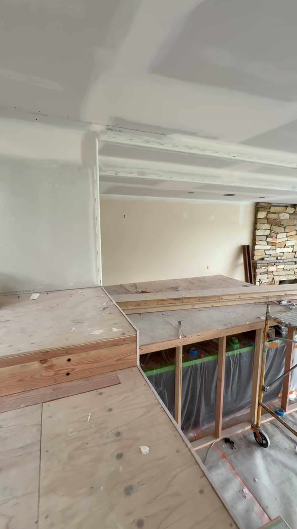 Remodel drywall in progress, tying new work into an existing room, Jefferson County WA